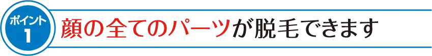 顔の全てのパーツが脱毛できます