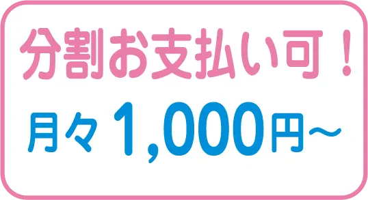 分割お支払い可！月々1,000円〜